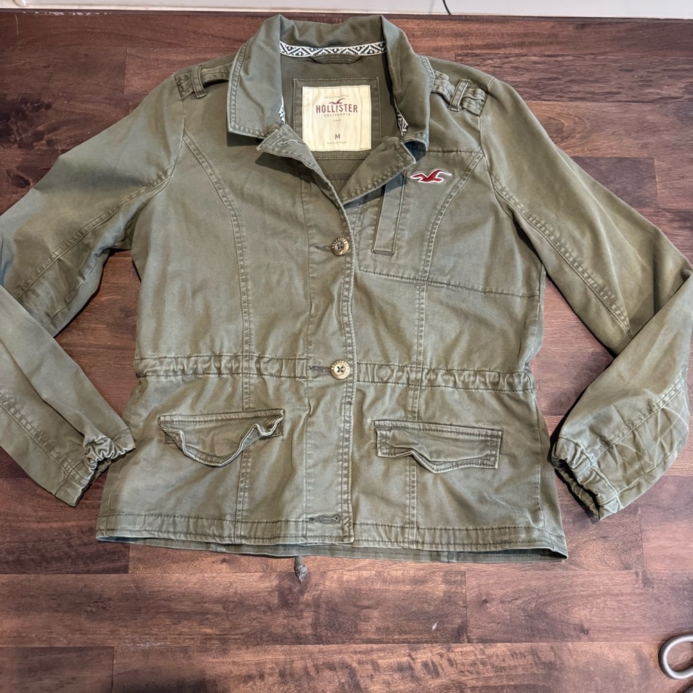 Hollister Women's Utility Jacket in Olive, Size Medium Y2K‎